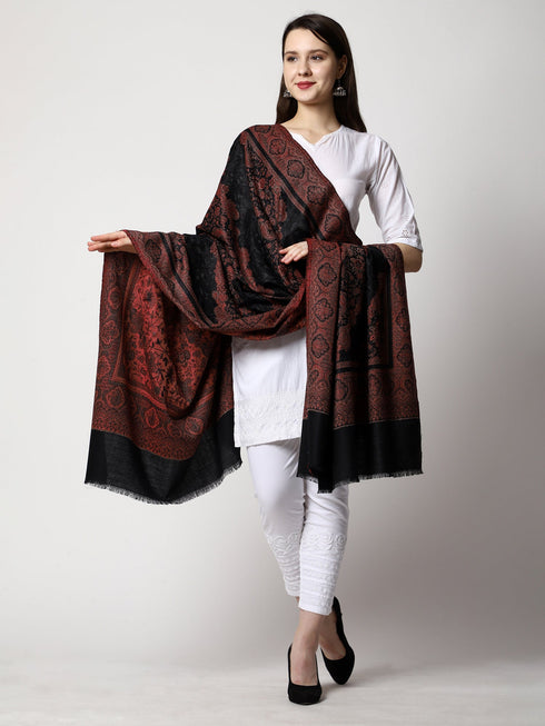 Women's Aari Embroidery Jammawar Wool Shawl